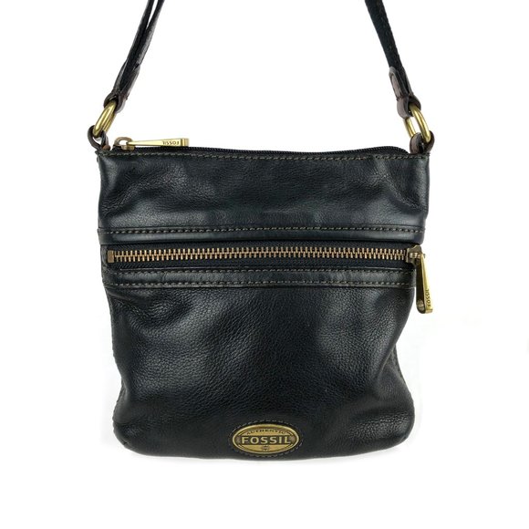 Fossil Handbags - Fossil | Small Black Leather Zipper Crossbody